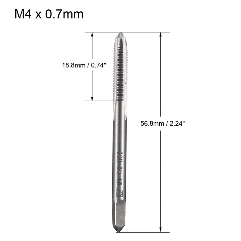 uxcell Metric Machine Tap M4 x 0.7mm H2 High Speed Steel 3 Straight Flutes Screw Tapping Threading Machinist Repair DIY Tool 2pcs M4 x 0.7