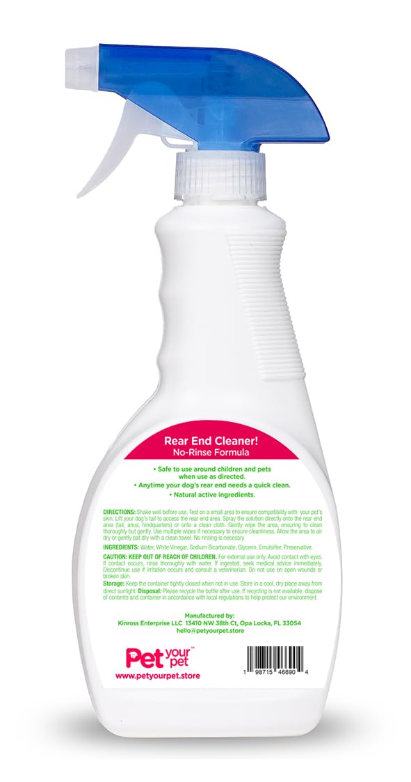 Rear End Cleaner – Safe Dog Butt Spray to Keep Your Dog’s Backside Clean & Fresh – No Rinse Dog Spray Made with Natural Ingredients - PawsPlanet Australia
