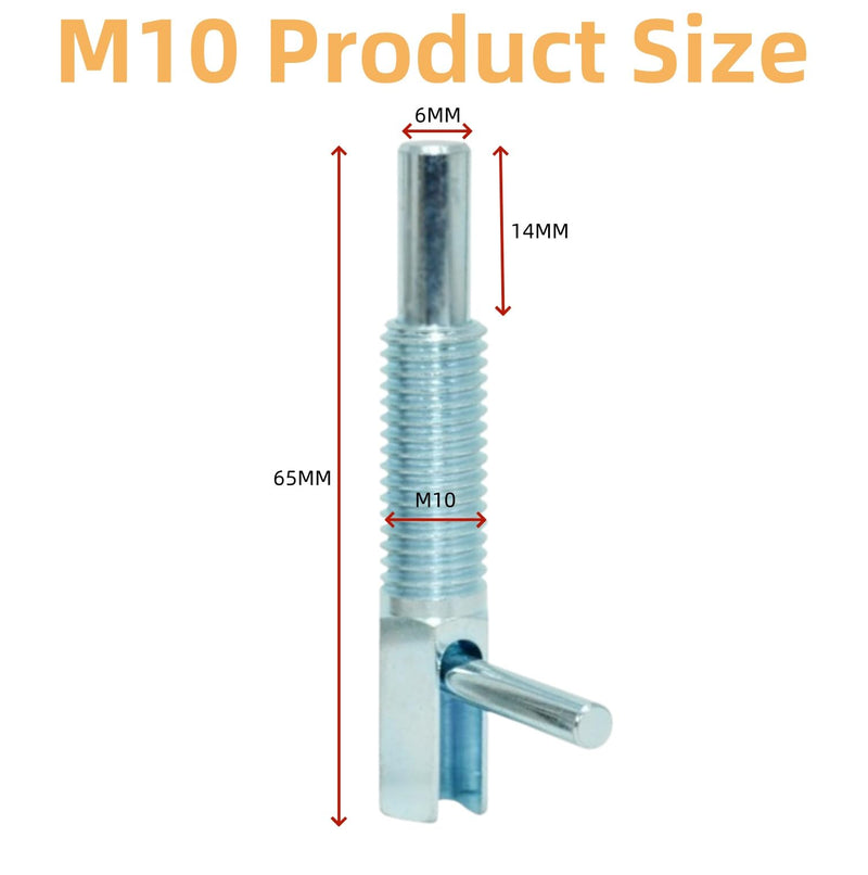MerciL 2pcs Retractable Indexing Plunger Pin, M10 Stainless Steel Spring Pin Spring Loaded Latch Spring Plunger Safety Pin Spring Latch Telescopic Locking Pin Spring Lock with L Handle