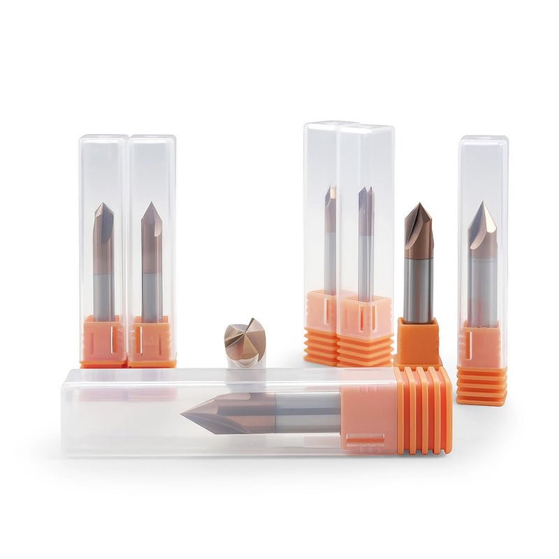 Carbide Chamfer End Mills CNC Carving Bits 3 Flute TiSiN Coating V Groove 60 Degree for Different Material Like Steel Aluminum Copper Alloy 5 Pcs D8*50mm 8mmX50mm 60°