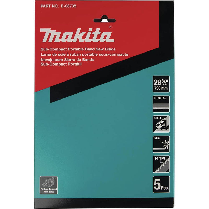 Makita E-08735 28-3/4" 14 TPI Bi-Metal Sub-Compact Portable Band Saw Blade, 5/pk