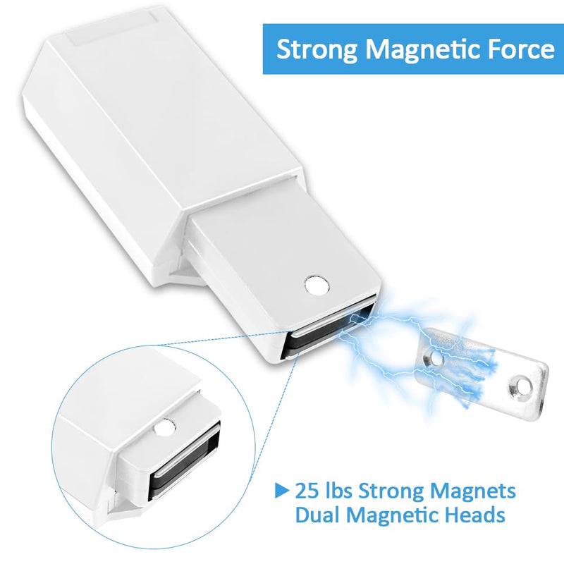 Heavy Duty Push to Open Door Latch,20 Pack White Magnetic Push Latches, Hidden Push Touch Latch Hardware for Push to Open Cabinet,Magnetic Door Catch for Cabinet Drawer Wardrobe Kitchen Door 20