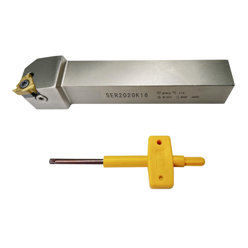 Lathe Tool Threading Solution: SER2020K16 Turning Tool Holder with Indexable Lathe Tool Threading Insert 16ER AG60 for Efficient Lathe Thread Cutting (Alloy Spring Steel 60Si2Mn) Alloy Spring Steel 60Si2Mn
