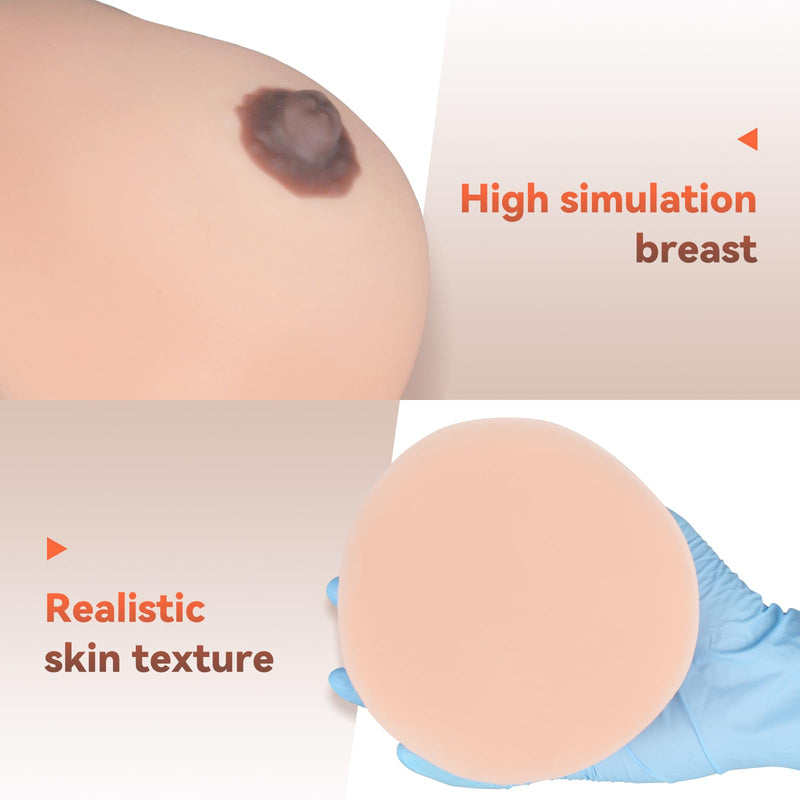 SimCoach Lactation Breast Model, Artificial Breast for Breastfeeding, Silicone Breast Model for Education, Lactating Teaching Tool, Nursing Training, White