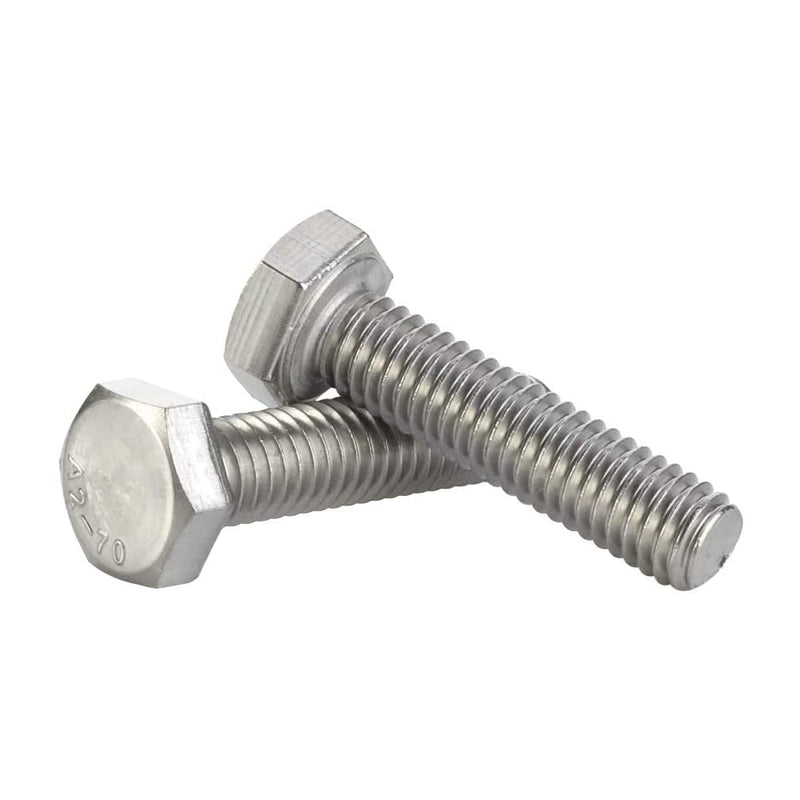 M6 x 45mm Hex Head Screw Bolts, Fully Threaded, Stainless Steel 18-8, Plain Finish, Quantity 20 M6-1.0 x 45mm