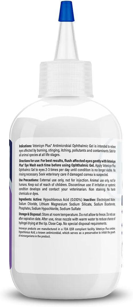 Vetericyn Plus Ophthalmic Eye Gel for Horses | Eye Ointment Alternative to Lubricate and Relieve Horse Eye Irritations, Safe for All Animals. 3 ounces - PawsPlanet Australia
