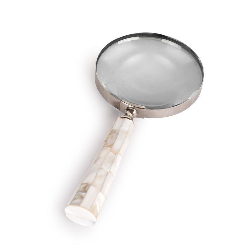 Magnifying Glass with Mother of Pearl Handle, Handheld 10x Magnifying Glass Lens, Antique Magnifier, Reading, Inspection, Coin & Stamp, Astrologer, Low Sight Elderly, Collectible Décor Gift 4" Lens