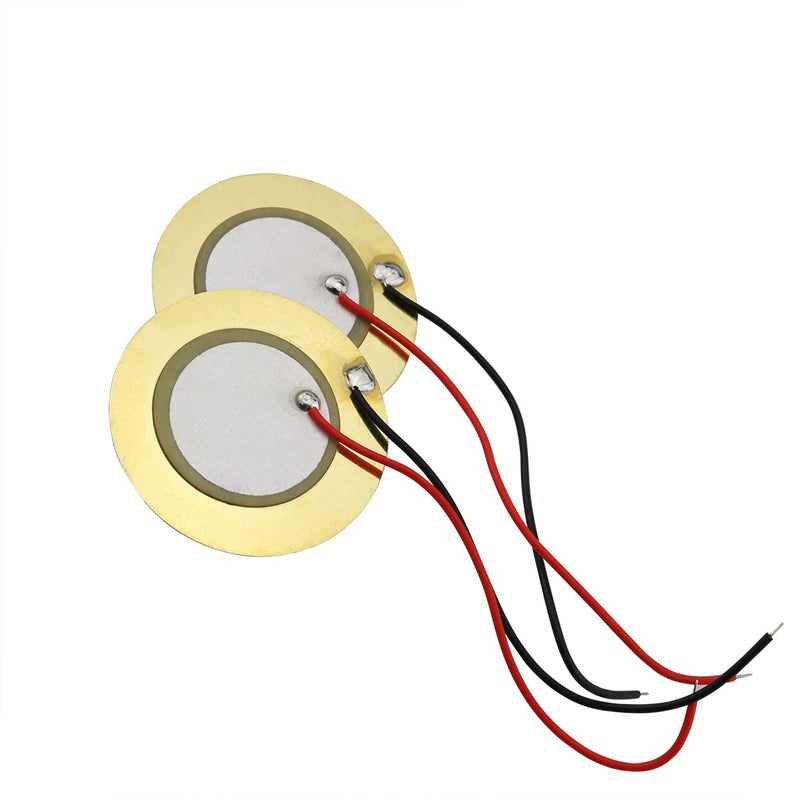 12PCS 27mm Piezo Disc Element Sensor with Wire, Piezoelectric Pickup Sensor, Contact Microphone Trigger, Transducer Prewired for Guitar Drum Trigger, Gold