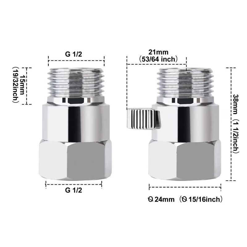 Brass Shower Flow Control Valve: Shower Head Shut Off Valve(Female and Male), MAYYAYA Water Flow Control Valves, for Handheld Shower Head or Bidet Sprayer- Handle Lever (Chrome) Chrome