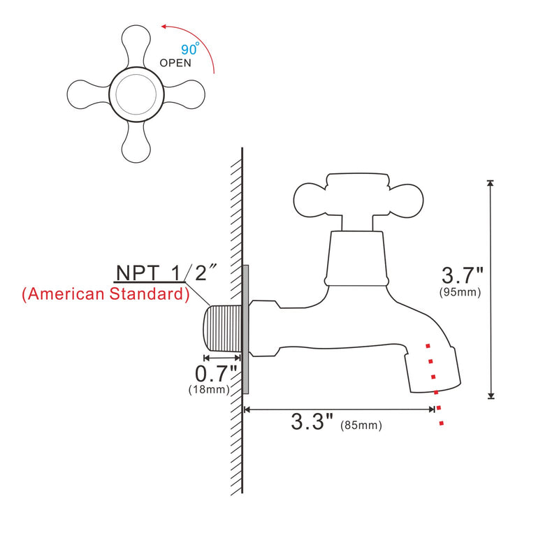Chrome Brass Wall Mounted Balcony Mop Sink Faucet Brass Single Handle Cold Garden, Laundry Utility Faucets Chrome