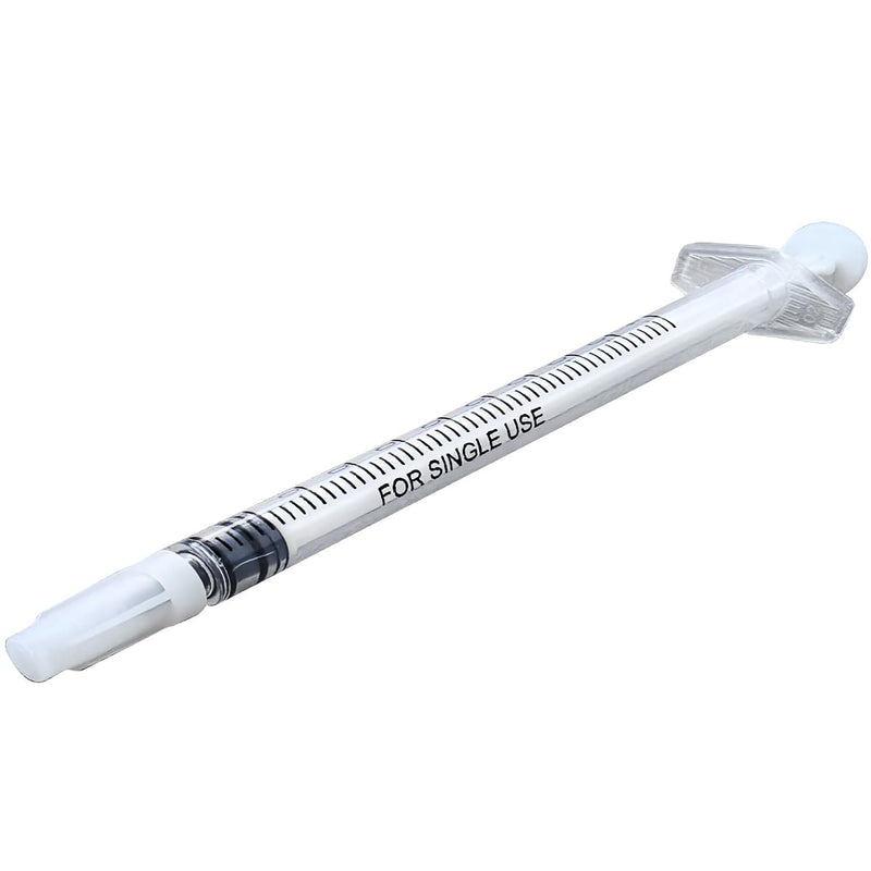 100 Pcs 1ml 1cc Syringe No Needle Plastic Syringe with Caps for Pets Oral, Refilling, Oil or Glue Applicator, Measuring or Transfering Tiny Amount of Liquids White 100