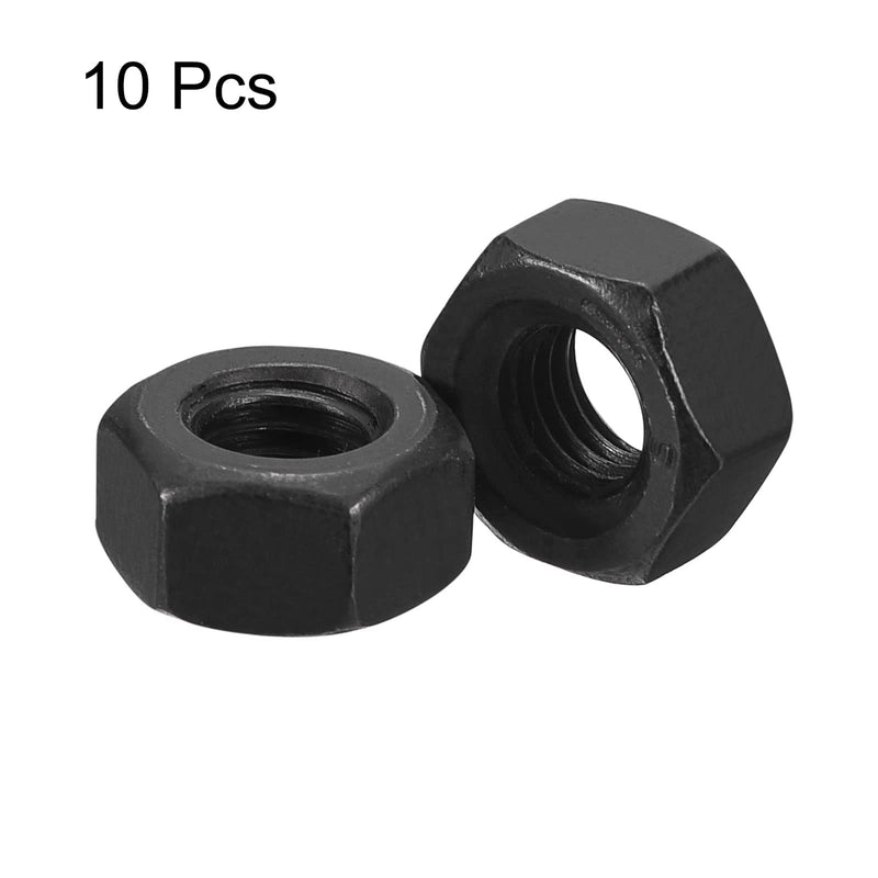 uxcell 1/4-28 UNF Hex Nuts, Carbon Steel Grade 8.8 Black Oxide Hexagon Nut for Screw Bolt, 10 of Pack