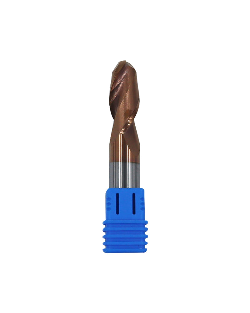 1/2" Carbide Ball Nose End Mills, TISIN Coated, 2 Flute, End Mill Bits for Alloy Steels and Hardened Steels, 1/2" Cutting Diameter 1/2 in