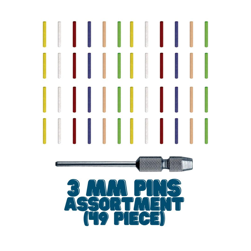 Dedeco Sunburst - 3mm Pins - Precision Thermoplastic Rotary Cleaning and Polishing Tool Set, Assorted: 8 Each 6 Grit Textures Plus 7083 Mandrel (49 Piece) 3mm - Asst: 8 Each 6 Grit Textures & 7083 Mandrel 49