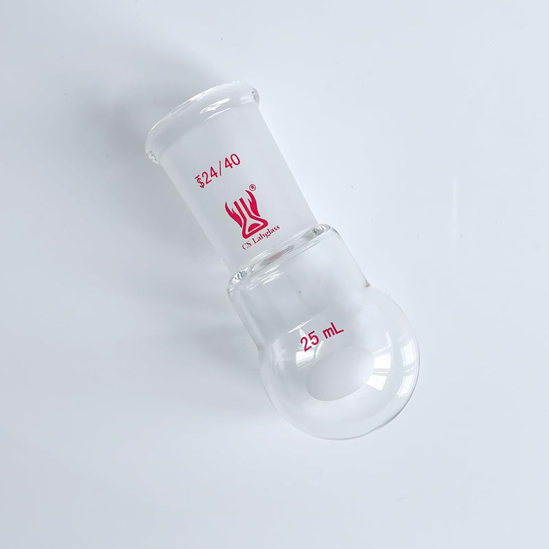 [5 Pack] CS Labglass 25ml Single Neck Round Bottom Flask with 24/40 Joint | Borosilicate Glass Boiling Flask, Lab Glassware 5 Pack