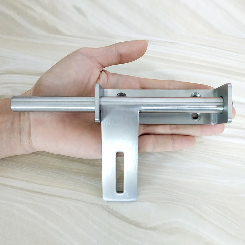 Heavy Duty Barrel Bolt with Padlock Hole, 6.7 Inch Slide Bolt Gate Latch with Padlock Hole,Solid SUS304 Stainless Steel Barrel Bolt Latch for Wooden Fence, Yard Door, Barn Door, Shed Door