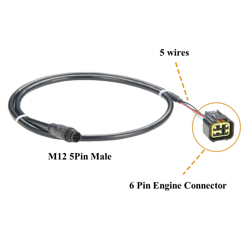 NMEA 2000 N2k 6Pin Engine Interface Cable M12 5Pin to 6Pin Engine 06653-ZZ3-760HE for Lowrance Simrad B&G Navico & Garmin Networks(1M/3.28FT) (Cable)