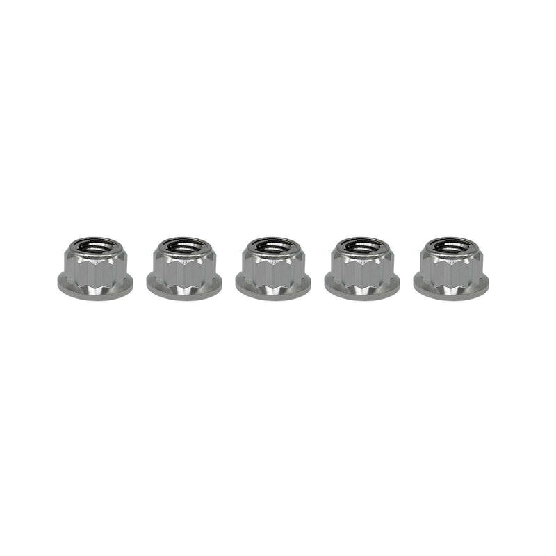 RISON Titanium Bi-Hex Sprocket Nut 12PT Flange Lock nut Titanium Metal Lock nut Pack of 5 (M10x1.25mm,Original) M10x1.25mm Original