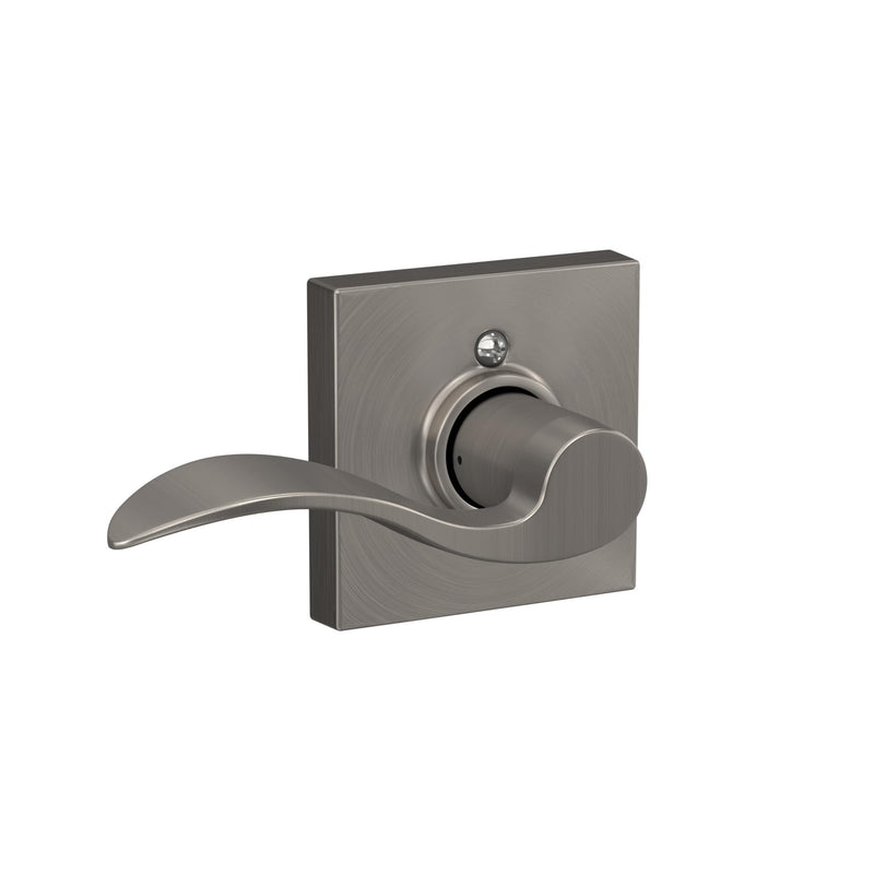 SCHLAGE Accent Lever with Collins Trim Hall and Closet Lock in Satin Nickel - F10 ACC 619 COL Passage