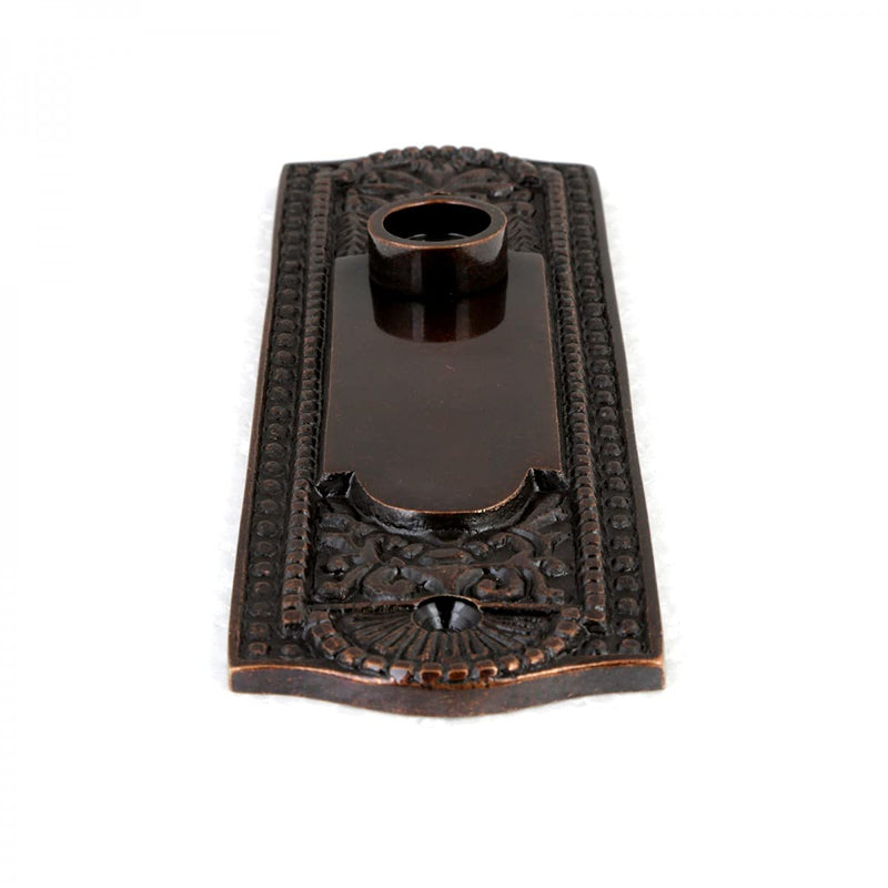 Renovators Supply Manufacturing Door Back Plate Brass 7 1/4 in. Escutcheon Cover Ornate Doorplate in Oil Rubbed Bronze Finish