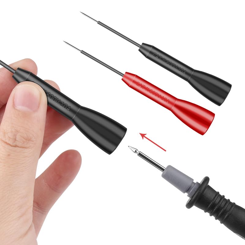4 Pack 2mm Extended Needle Test Probes, 600V/10A Non-Destructive Insulation Wire Piercing Needles Stainless Steel Extra Thin Electrical Needle multimeter Probes for Fluke Meter Test Leads tl71 tl75