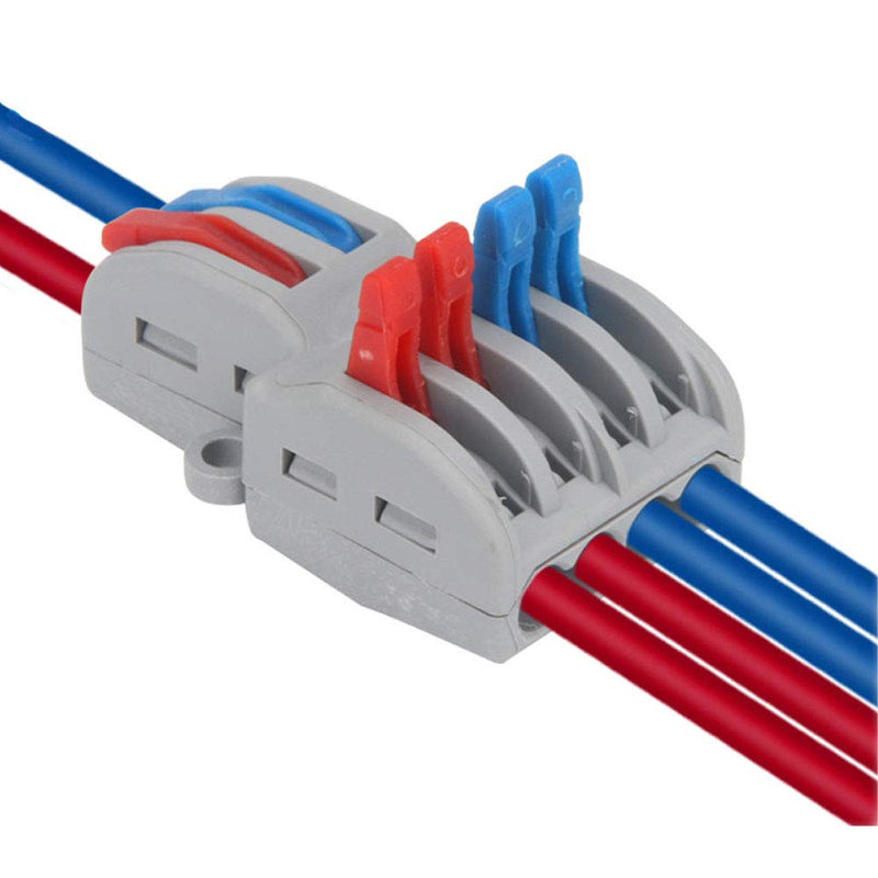 10PCS Mini Fast Wire Connector Universal Wiring Cable Connector Push-in Conductor Terminal Block ，Quick Splice Terminal Blocks Wire Connecting (2 in 4 Out)
