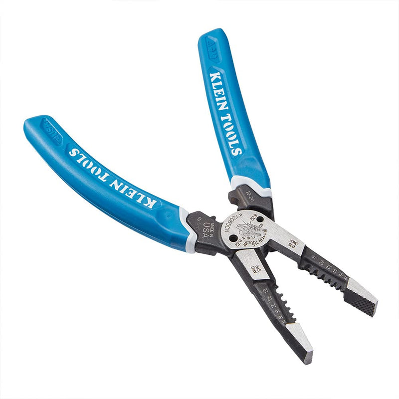 Klein Tools K12065CR Wire Stripper / Cutter / Crimper Tool for Cutting, Stripping, Crimping, Twisting (8-18 AWG solid, 10-20 AWG stranded) Crimping Pliers