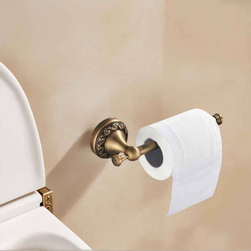 Antique Brass Toilet Paper Holder,Brass Hand Towel Ring,Antique Towel Holder Toilet Paper Hanger 2 Pieces,Retro Tissue Roll Holder Bathroom Accessories Wall Mounted Antique B