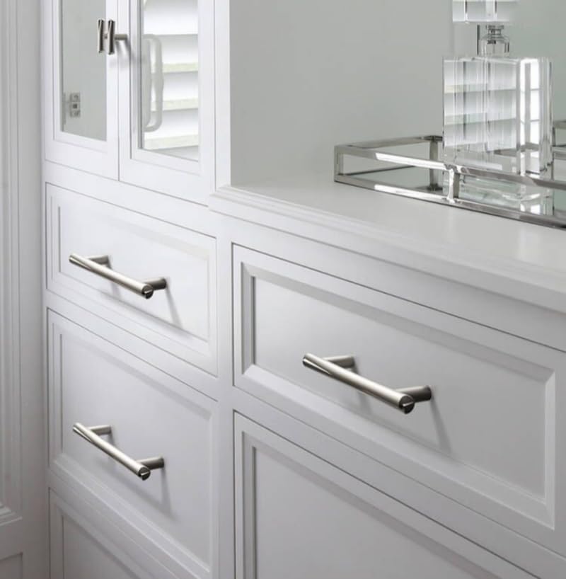 10 Pack Silver Matte Texture Cabinet Pulls - Streamline Drawer Handles Hardware Zinc Alloy Bar, Metal Cabinet Pull, Handle for Bathroom Desk, Kitchen Cupboard (7.8" Overall Length) 7.8"(198mm)Overall Length