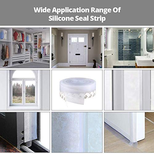 Weather Stripping Door Seal Strip,Door Strip Bottom for Doors Silicone Sealing Sticker Adhesive for Doors and Windows Gaps of Anti-Collision Silicone 5M/16FT (25MM, Transparent) 25mm