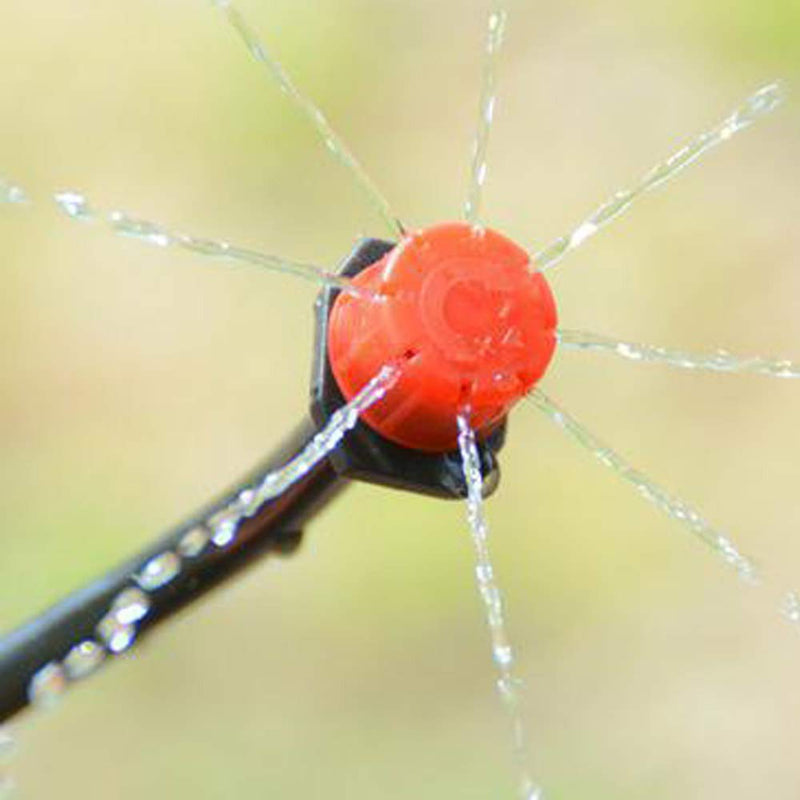100Pcs1/4Inch Adjustable Irrigation Drippers Sprinklers Watering Sprinklers Anti-Clogging Emitter Dripper Red Garden Supplies