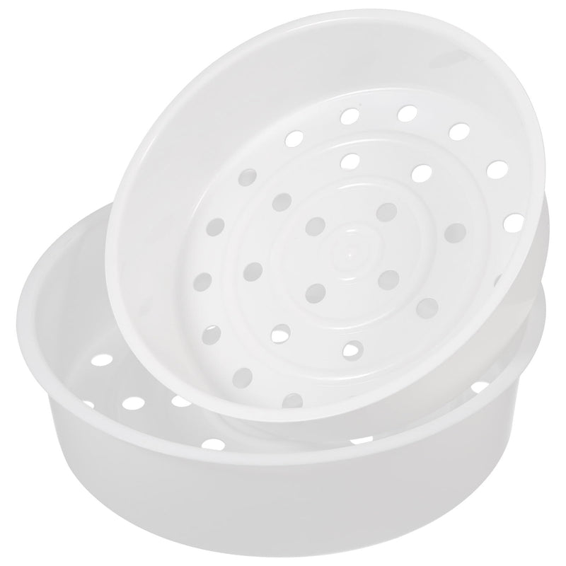 2pcs Plastic Steamer Basket for Rice Cooker: Stackable Round Steaming Tray Insert for Vegetables, Seafood, Eggs, and Desserts, Fits 3L & 5L Cookers, Kitchen Cookware Supplies