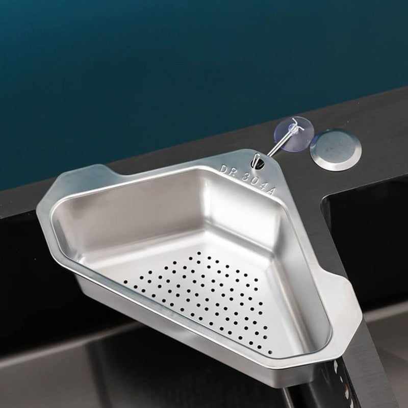 DOITOOL Stainless Steel Sink Basket Triangle Corner Strainer 9.64X6.88X3.14 Inch Hanging Kitchen Sink Draining Basket Food Waste Strainer and Storage Organizer