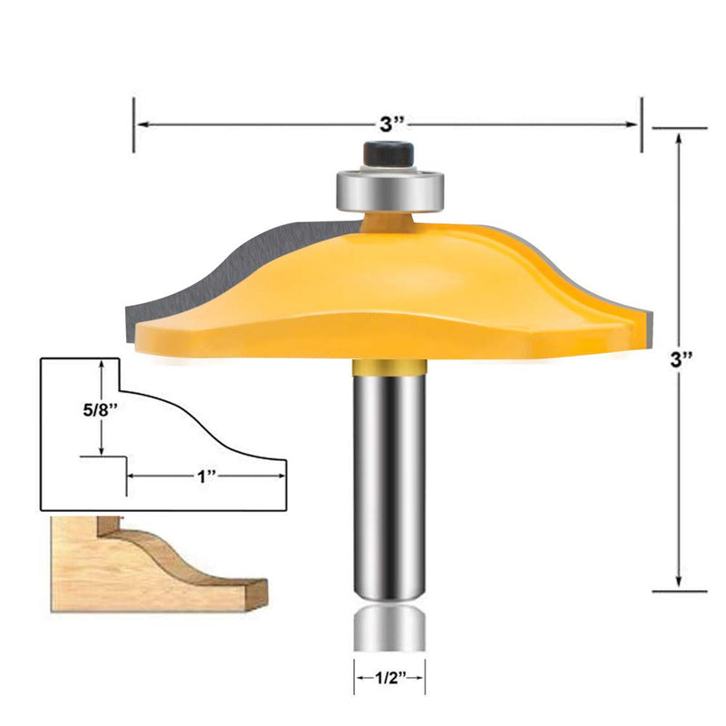 LEATBUY 3 PCS Router Bit Set 1/2-Inch Shank Woodwork Round Over Raised Panel Cabinet Door Rail and Stile Router Bits Sets Woodworking Wood Cutter Carbide Groove Tongue Milling Tool (AJ-5) AJ-5