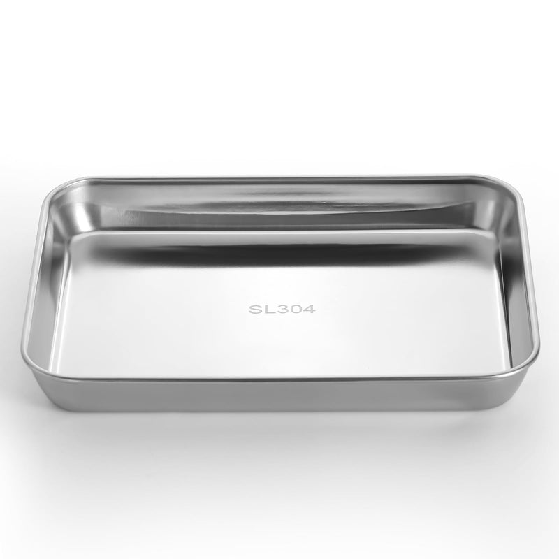JMU 2 Pack 304 Stainless Steel Medical Tray, 10.2"x7.9"x1.2" Thickening Dental Tray, Professional Medical Procedure Tray 1 10.24" x 7.87" x 1.18"