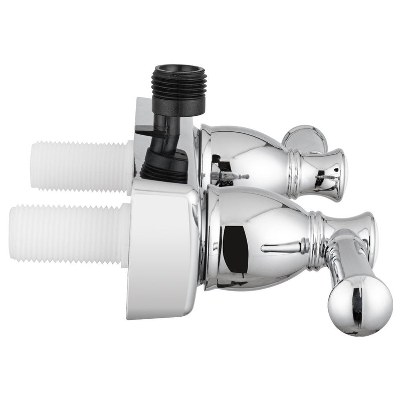 Dura Faucet DF-SA100L-CP RV Shower Faucet Valve Diverter with Hot/Cold Handles (Chrome) Chrome Polished