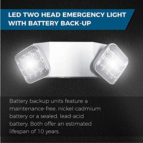 Ciata Black Led Emergency Lights with Battery Backup, for Home Power Failure, Hardwired with Adjustable Heads, Backup Battery, Emergency Lights for Business, Indoor Emergency Lights 1 Pack