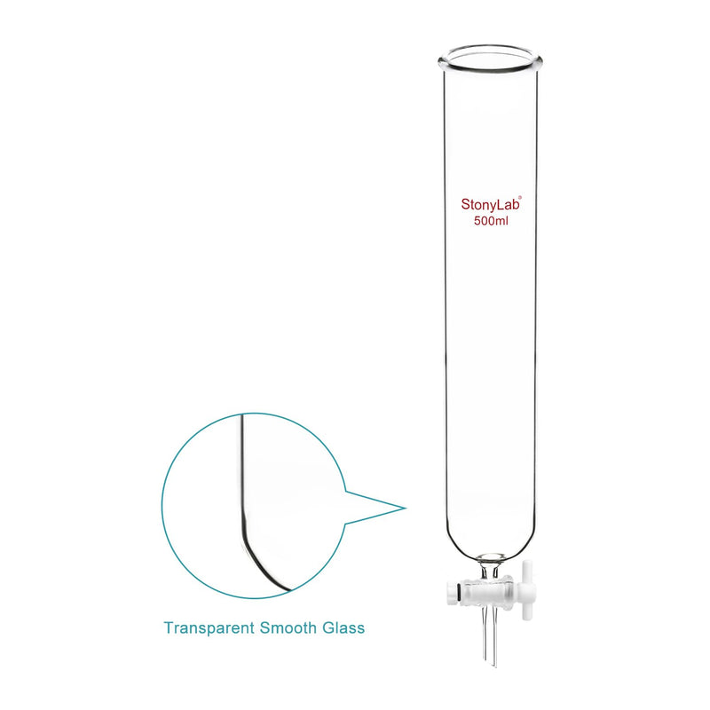 stonylab Dropping Funnel, Borosilicate Glass Burette Funnel with PTFE Stopcock for Laboratory and Home Use, 500 ml
