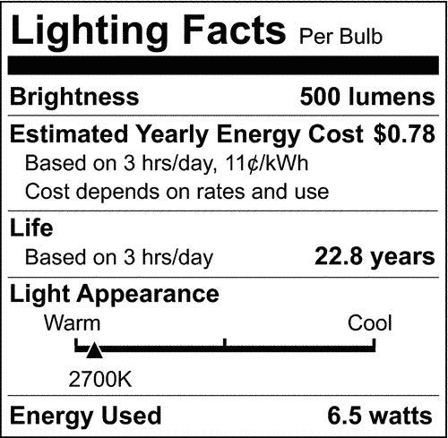 Satco S9382-6.5 Watt MR16 LED Reflector Light Bulb; 2700K Warm White; 500 Lumen; 40 Deg. Beam Angle; GU10 Bi-Pin Base; Dimmable, 120 Volt (6 Bulbs)