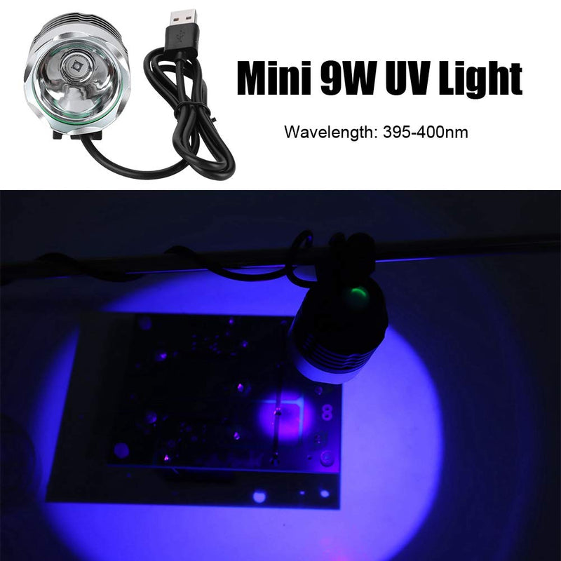 Wendry Mini UV Light,9W USB Mini Ultraviolet Light Lamp UV Glue Curing LED Lamp for Mobile Phone Repair,395-400nm Wavelength, LED and Material