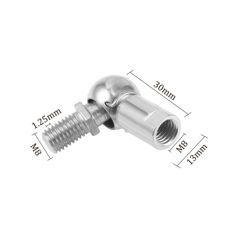 2pcs CS13 Angle Ball Joint - [M8x1.25 Left Female Thread, M8x1.25 Right Male Thread] Gas Spring Elbow Joint Fitting for Automotive, Hinged Door, Cupboard