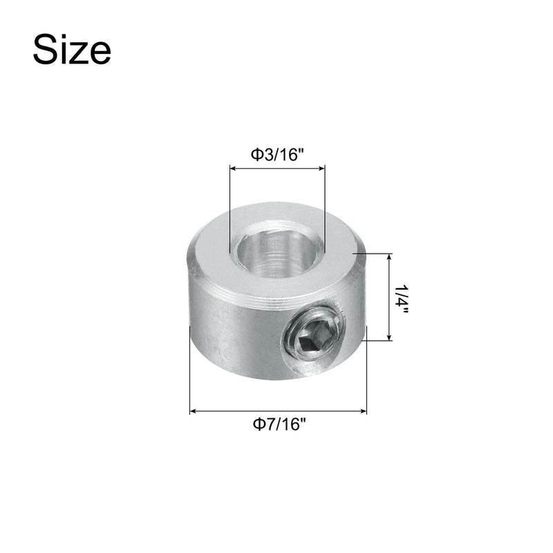uxcell 4pcs Set Screw Collars 3/16" Bore, Aluminum Shaft Collars, 7/16" OD and 1/4" Thickness, Set Screw Clamp Collar, Stop Collar for Linear Rod Shaft Guide