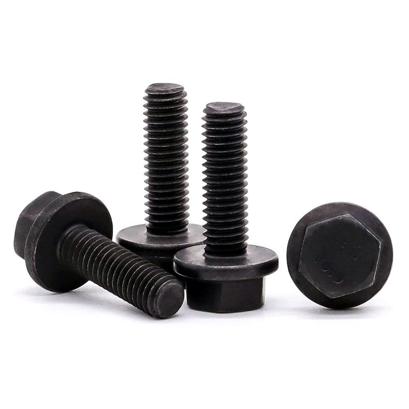 Glvaner M10-1.5 x 30mm (10 pcs) Alloy Steel Flanged Washer Head Hex Bolts, Extra-Large Washer Head, 10.9 Grade Black Oxide Finish GB5789 Full Thread