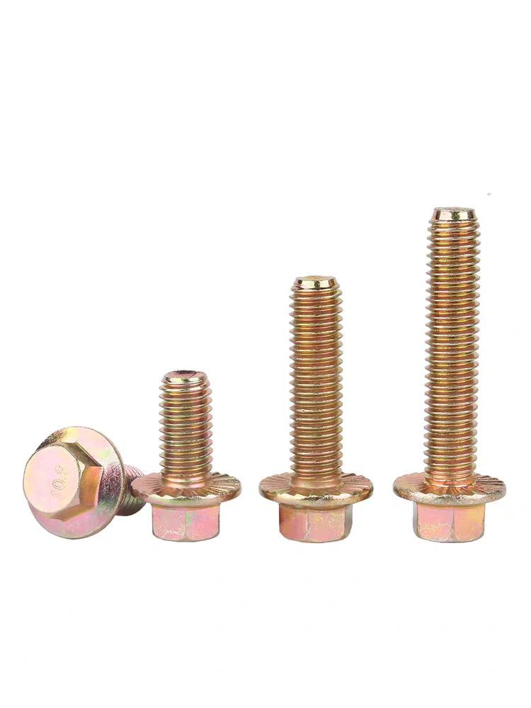 10.9 Grade High-Strength M12-1.25 Hex Flange Fine-Thread Screws, 9 Lengths (25/30/40/50/60/70/80/90/100mm) - 4 Pcs, Color-Zinc Plated, Suitable for Hardware & Car Modification (M12-1.25 * 100mm) M12-1.25*100mm