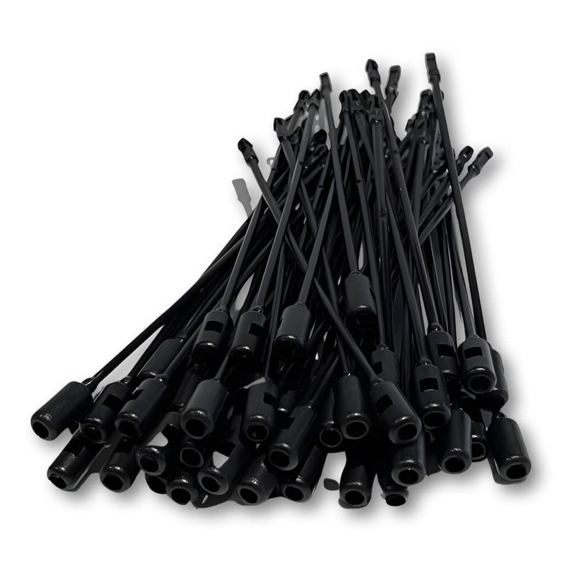 50 Pack Black 5” Self Locking Rings for Keys, Keychains, Cables, Luggage and Tags, Waterproof Nylon Plastic Rings, Tamper Evident Security Seal 50