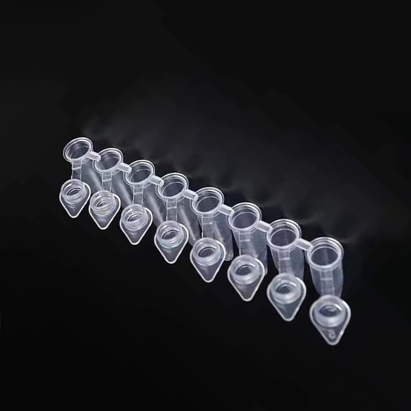 PCR Tubes - 0.2ml PCR Tubes Thin Wall ，8-Strip PCR Tubes with Shinged Flat Caps （125 Strips/Box)
