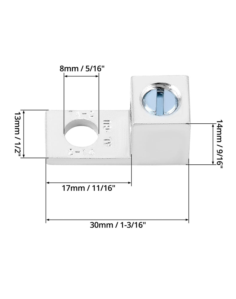 QWORK Aluminum Alloy Mechanical Lugs, 25Pcs Tin-Plated Cable Connectors with 5/16-24 Screw Size for 14 AWG - 2/0 AWG Conductors