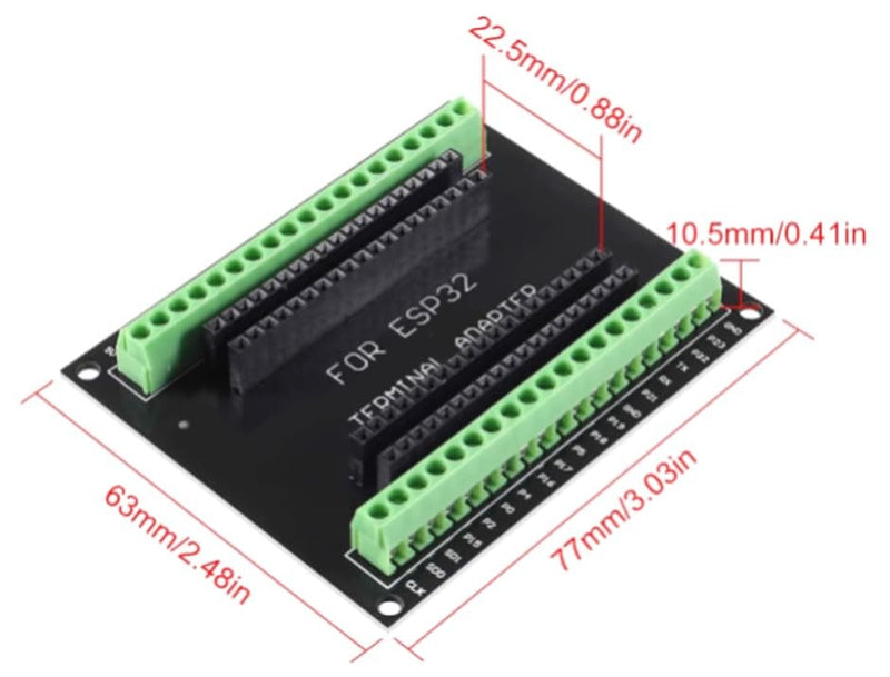 38-pin Screw Terminal Adapter for ESP32, 2 Pieces Black + Green (2pcs)