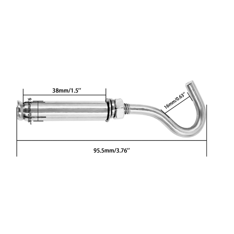 Concrete Wall Hook, 304 Stainless Steel Expansion Hook,Concrete Hook,Open Cup Hook, Heavy Duty Hooks Expansion Bolts for Concrete Brick Wall 5 Pack M6