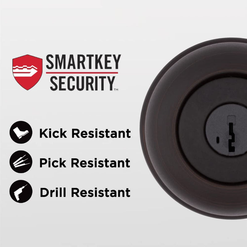 690 Cove Keyed Entry Knob and Single Cylinder Deadbolt Combo Pack featuring SmartKey in Venetian Bronze featuring Microban 1 Pack With SmartKey